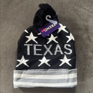 Adult Unisex Black White Gray Texas Beanie with Stars Stripes One Size NWT